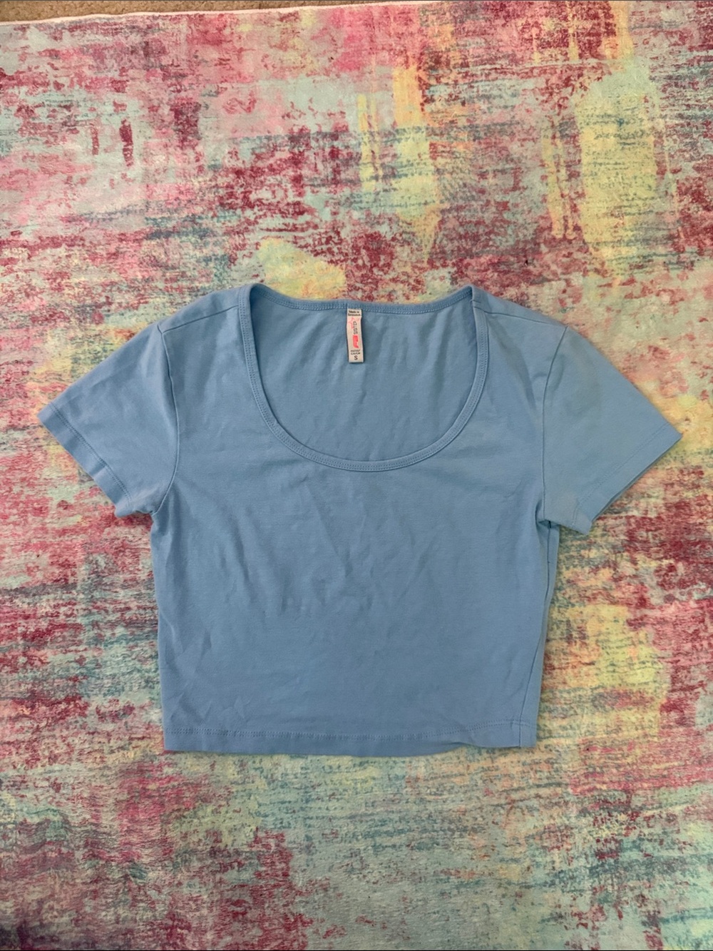 Sisley Light Blue Scoop Neck Crop Top